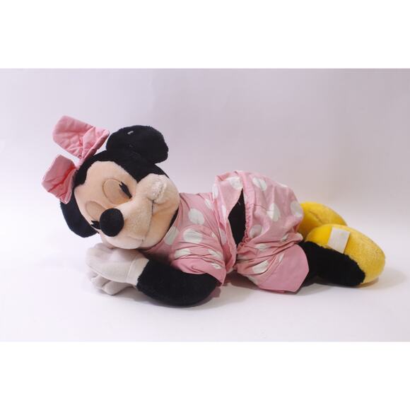 27” Vintage Disneyland Minnie Mouse Hanging Pajama Bag Polka  Disney Minnie Mouse Sleeping Plush 1970s 1980s Polkadot Pajamas Stuffed Animal
